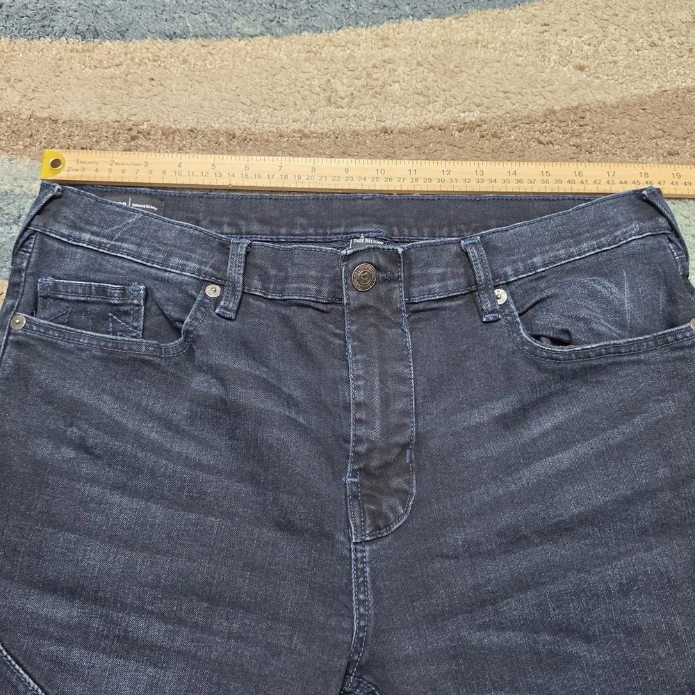 True Religion Rocco Moto Jeans Mens 36 Gray Relaxed Skinny Biker